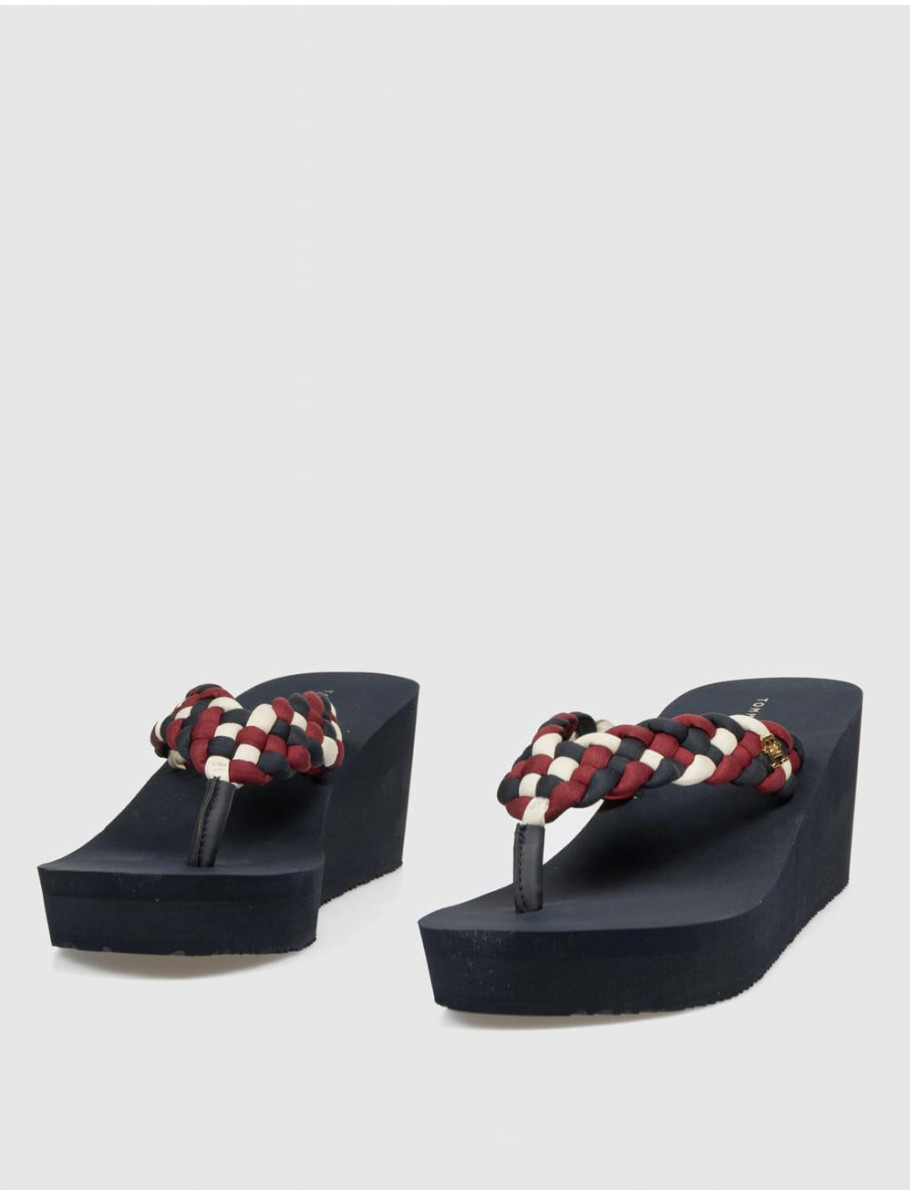 SANDALIA DE DEDO TOMMY HILFIGER TH WEDGE BRAIDED SUMMER MARINO