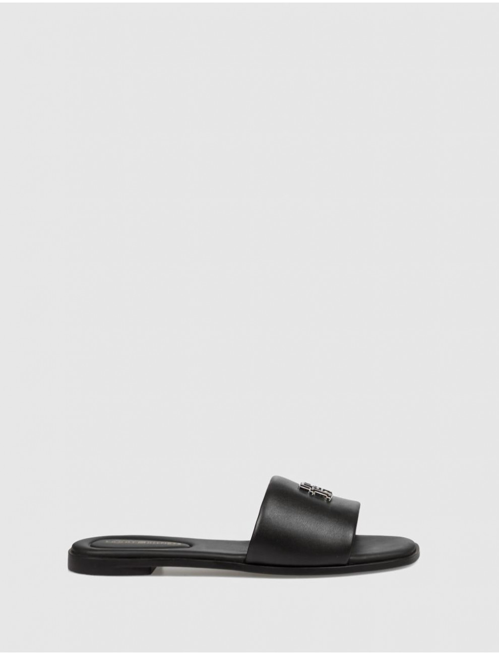 SANDALIA TOMMY HILFIGER TH LOGO HARDWARE LEATHER MULE NEGRO
