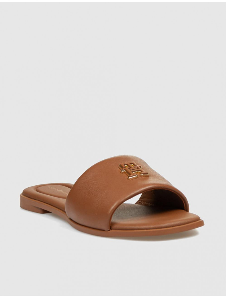 SANDALIA TOMMY HILFIGER TH LOGO HARDWARE LEATHER MULE CUERO