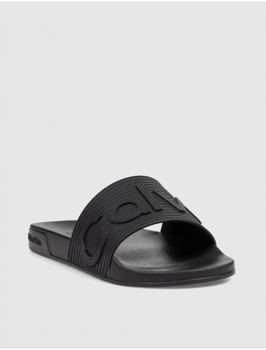 CHANCLA CALVIN KLEIN ESS SLIDE TEXTURE NEGRO