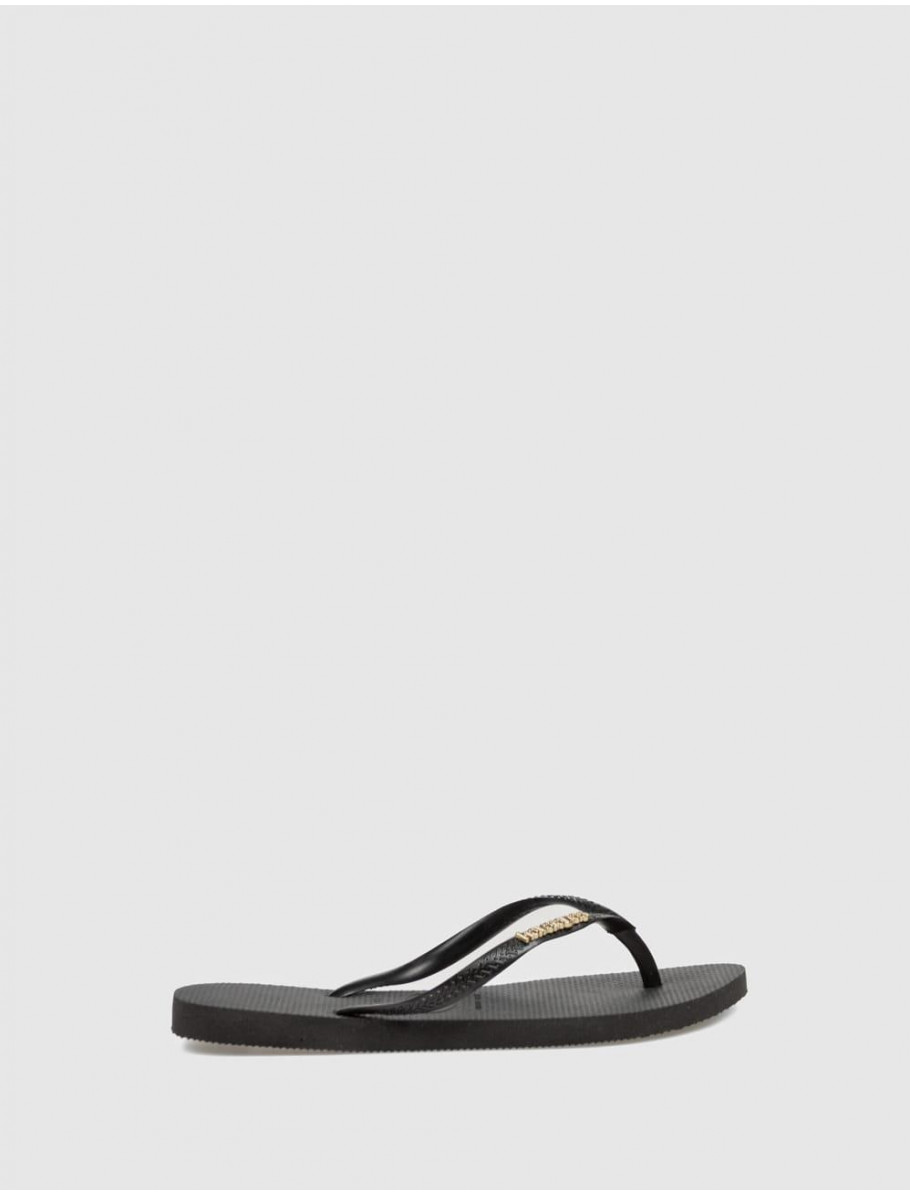 CHANCLA HAVAIANAS SLIM LOGO METALLIC NEGRO