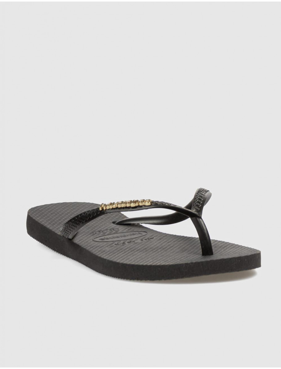 CHANCLA HAVAIANAS SLIM LOGO METALLIC NEGRO