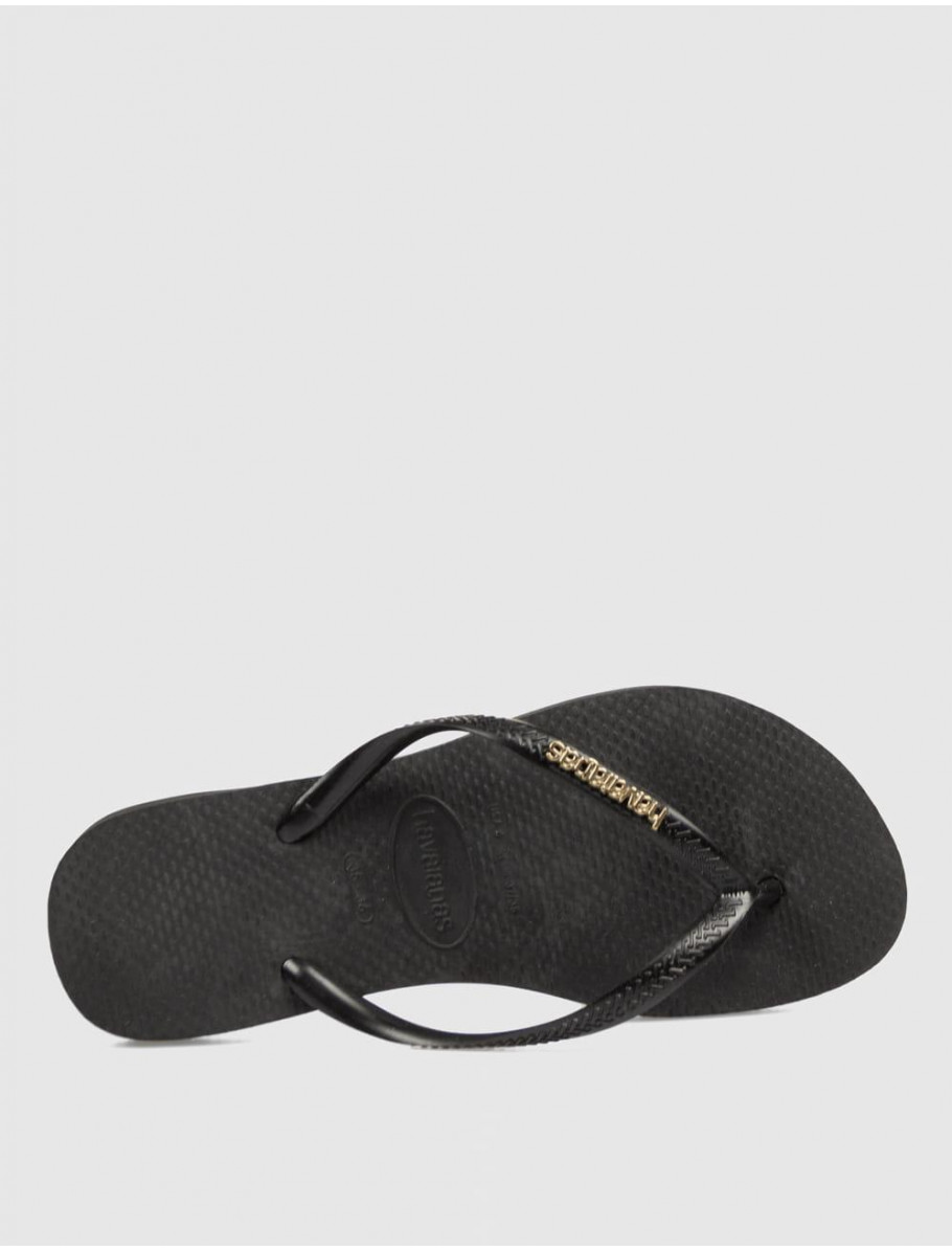 CHANCLA HAVAIANAS SLIM LOGO METALLIC NEGRO