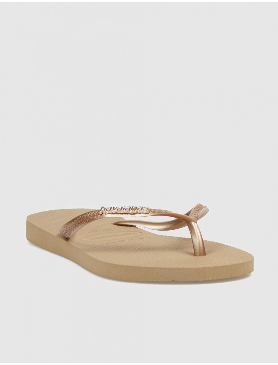 CHANCLA HAVAIANAS SLIM LOGO METALLIC ORO ROSADO
