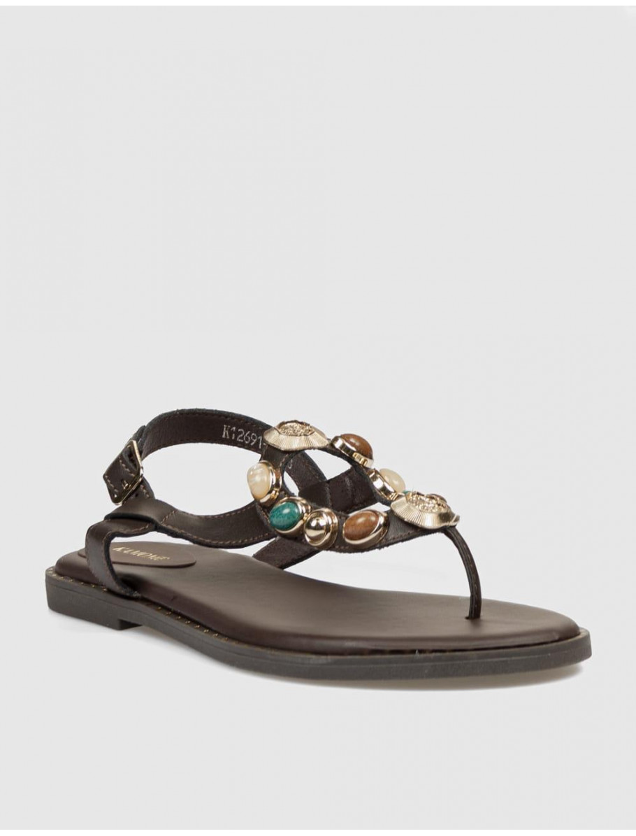 SANDALIA DE DEDO KAMOME TRENDS HELEN MARRoN