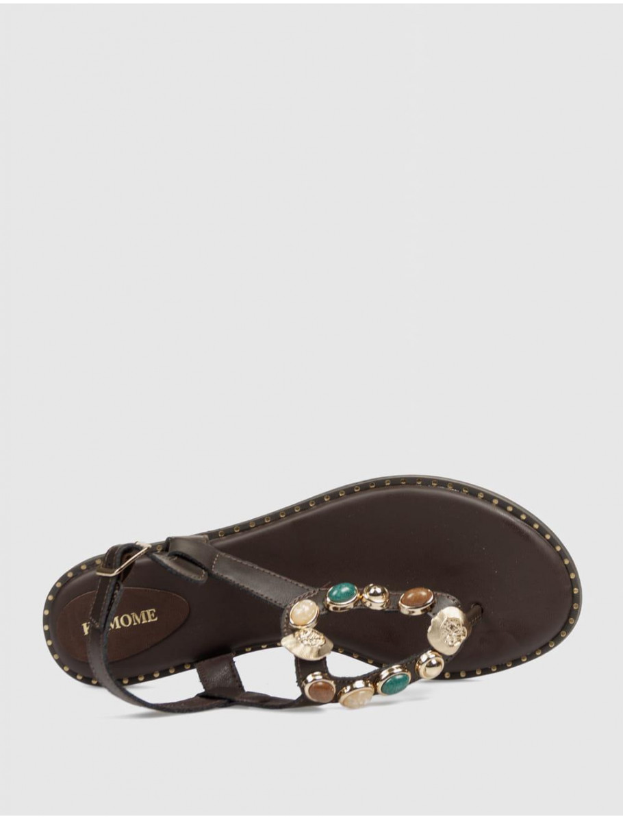 SANDALIA DE DEDO KAMOME TRENDS HELEN MARRoN