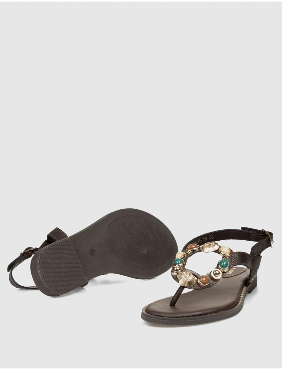 SANDALIA DE DEDO KAMOME TRENDS HELEN MARRoN