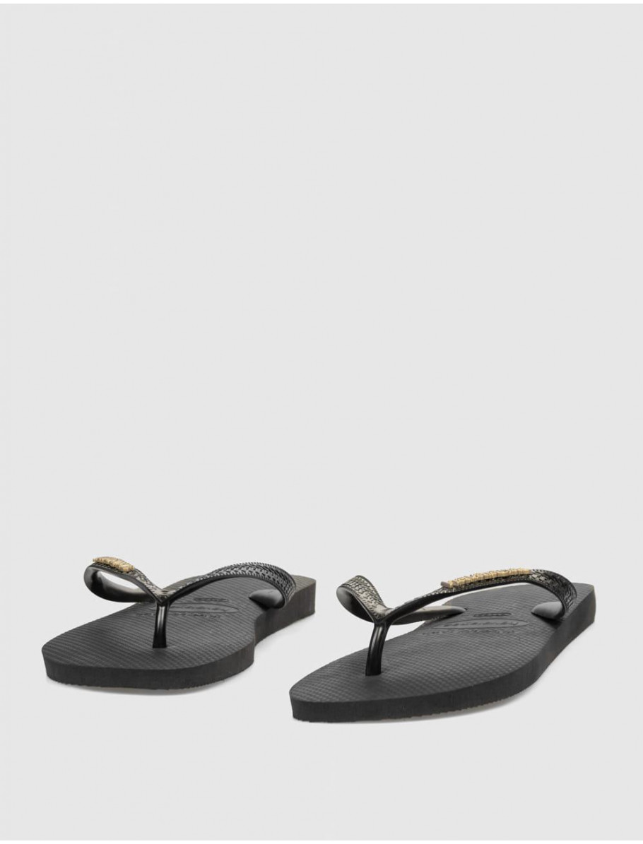 CHANCLA HAVAIANAS LOGO METALLIC NEGRO