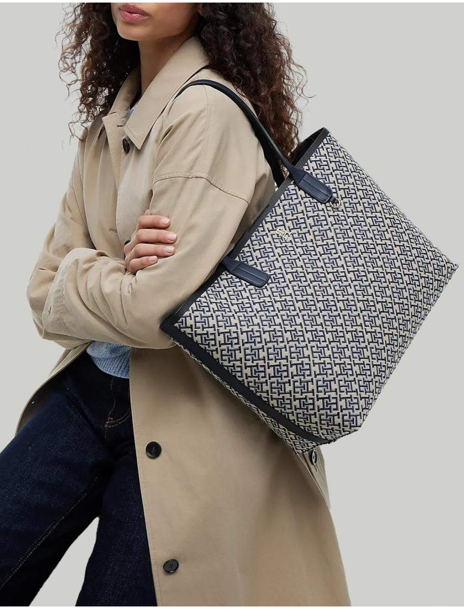BOLSO TOMMY HILFIGER TH ICON TOTE JACQUARD AZUL