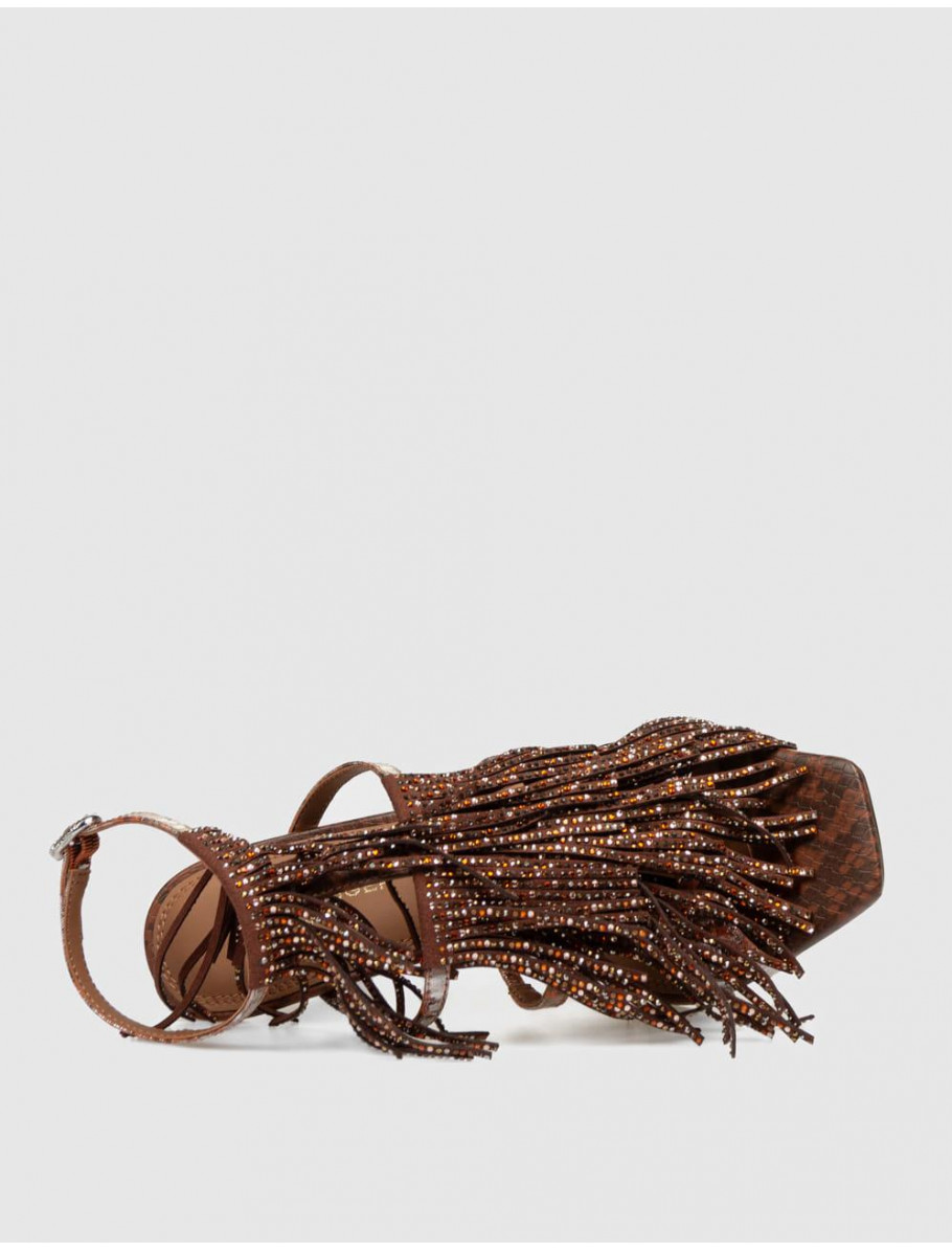 SANDALIA KURT GEIGER FRYNGE SANDAL 90 MARRoN