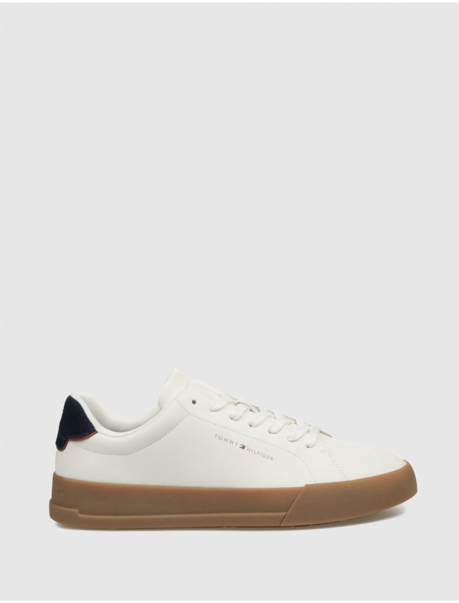 ZAPATILLA TOMMY HILFIGER TH COURT CORE ESS LEATHER BLANCO