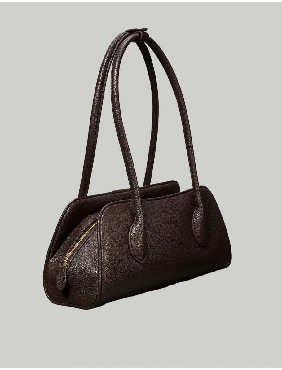 BOLSO CALVIN KLEIN EMBLEM TRIO PEBBLE SHOULDER MARRoN