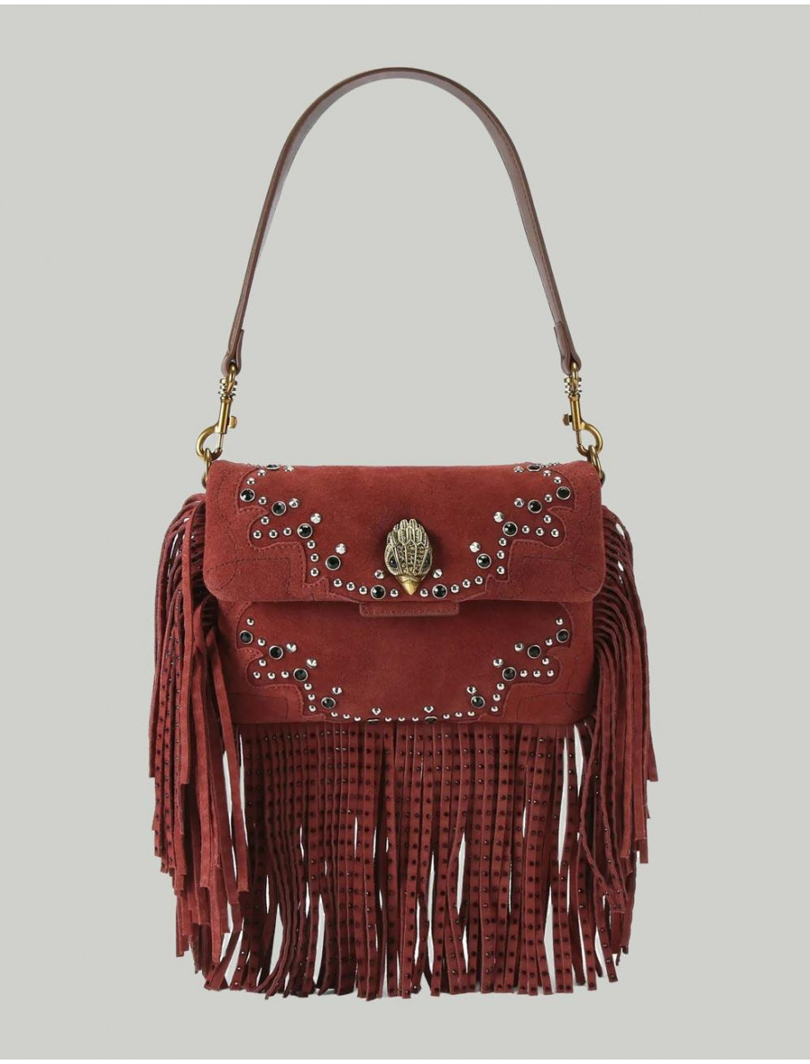 BOLSO KURT GEIGER SM OXFORD FRINGE SHOULDER ROJO NARANJA
