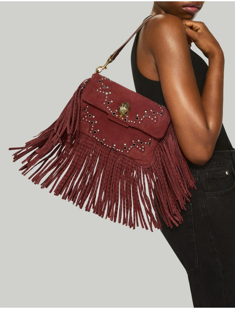 BOLSO KURT GEIGER SM OXFORD FRINGE SHOULDER ROJO NARANJA
