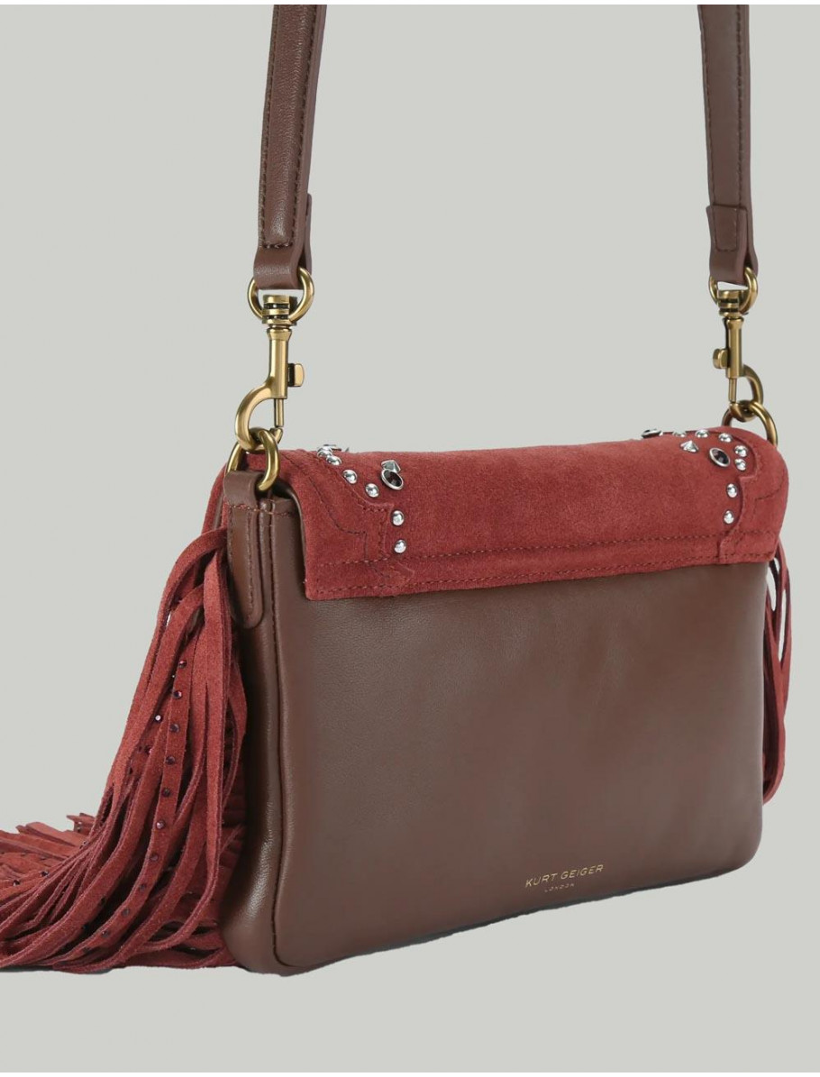 BOLSO KURT GEIGER SM OXFORD FRINGE SHOULDER ROJO NARANJA