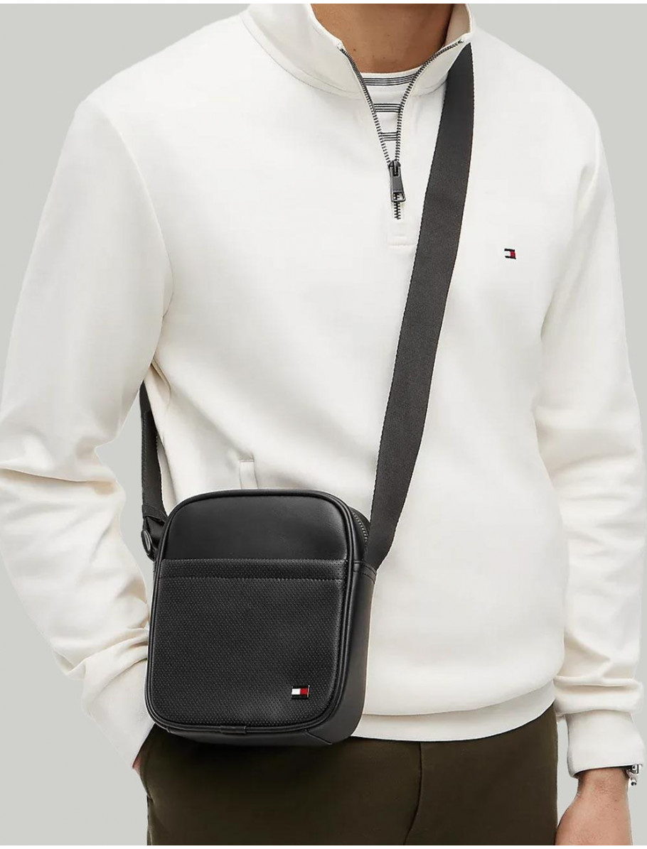 BANDOLERA TOMMY HILFIGER TH FOUNDATION MINI REPORTER NEGRO