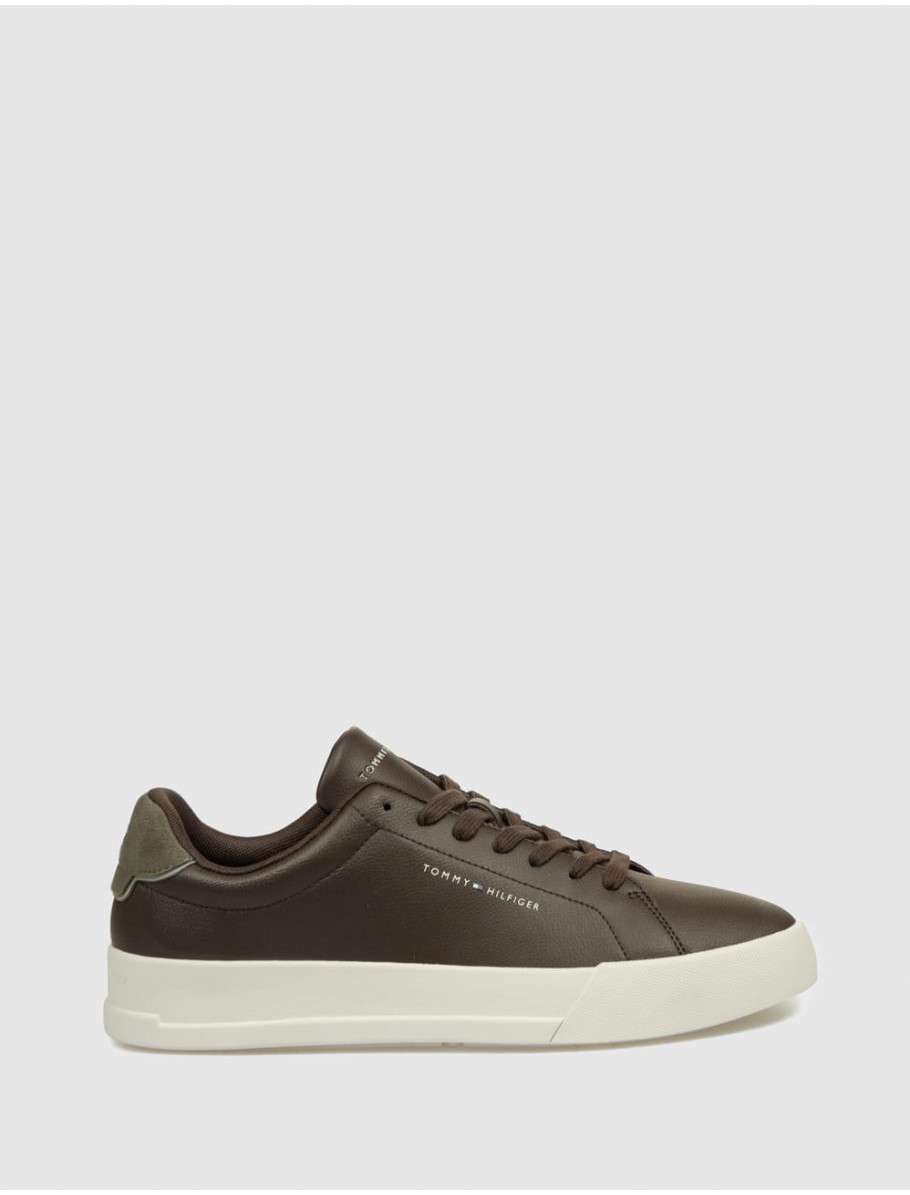 ZAPATILLA TOMMY HILFIGER TH COURT LTH DETAIL ESS MARRoN